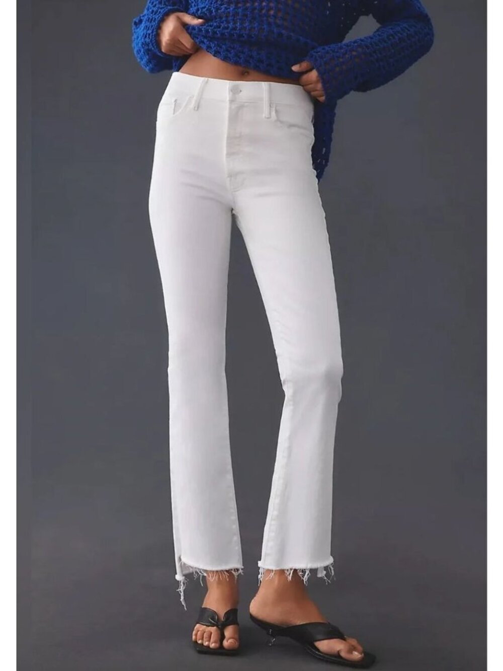 MOTHER The Insider Crop Step Fray Jeans Size 24 in Fairest of them All White